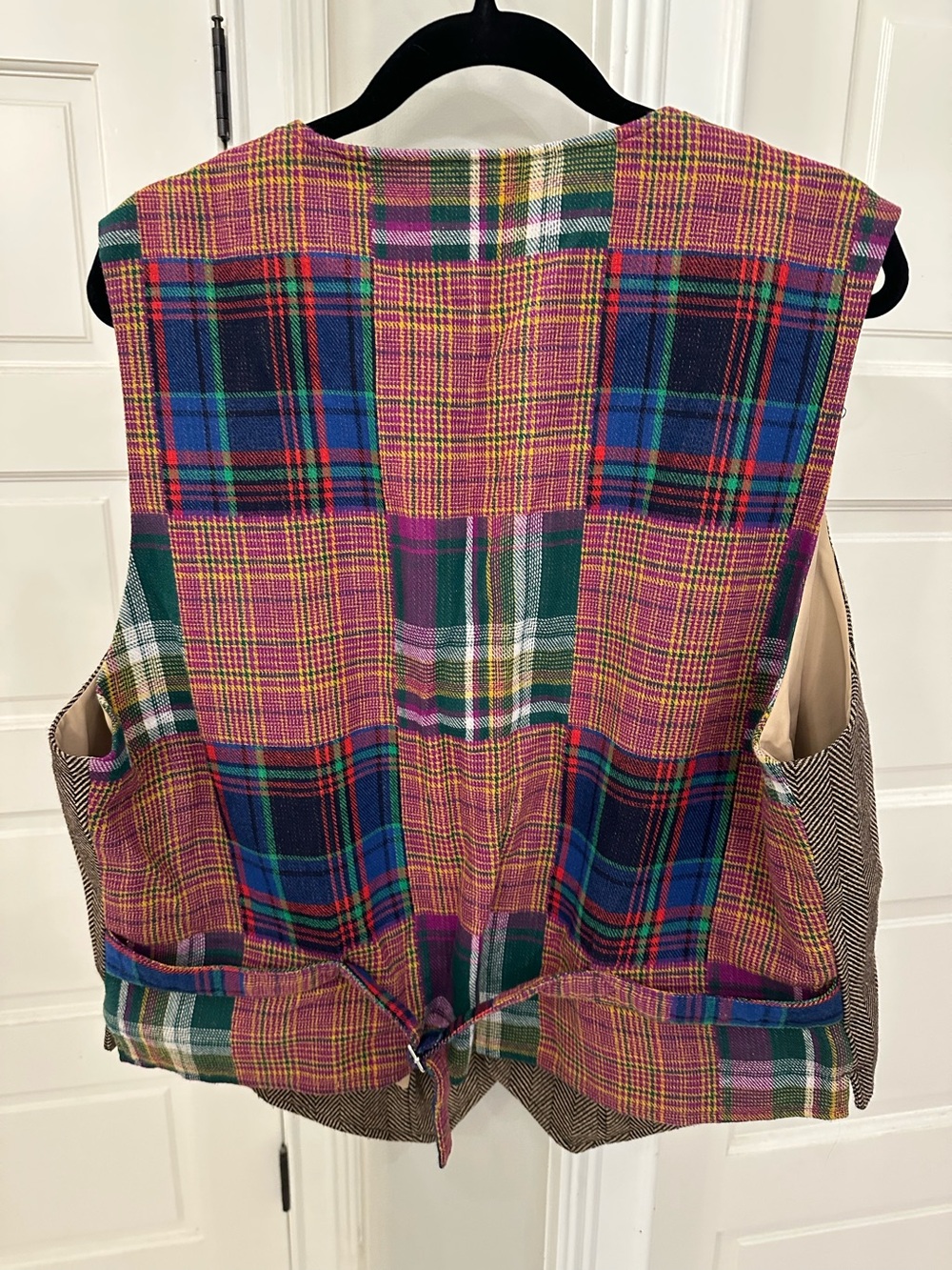 Houston White Vest Men’s XL Tweed Plaid Houndstooth Patchwork Wool Blend Office